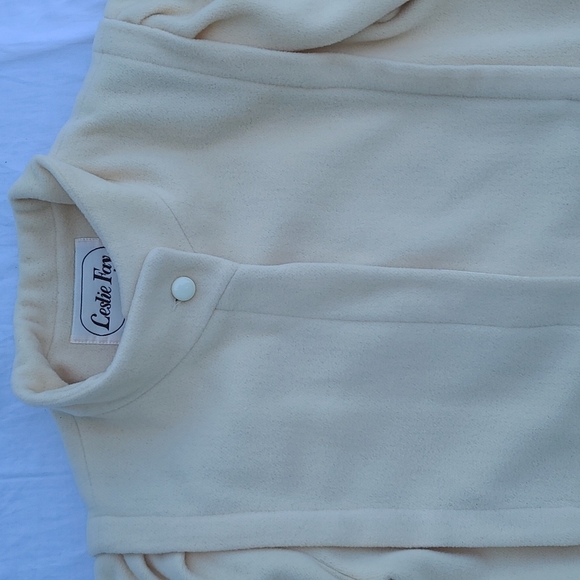 Leslie Fay wool blend cream puffy sleeve coat size 12 vintage - Picture 2 of 10